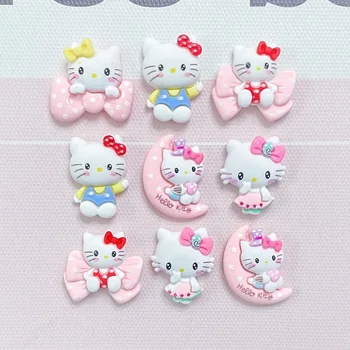 10Pcs Hello Kitty Diy Príslušenstvo Kawaii Sanrio Anime Roztomilý KTcat Dievčenskú Srdce Kreslená Postavička Telefón Prípade Patch Hračky pre Dievčatá