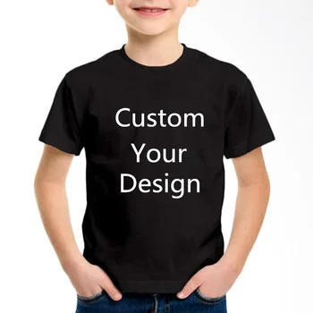 Vlastný Design Deti Čierna Biela Modrá T košele DIY Tlač Deti Bavlna T-shirts Baby Chlapci/Dievčatá, Topy,Obráťte sa na Predajcu Prvá