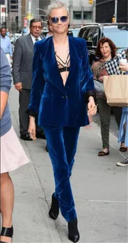 Kráľovská Modrá Obleky pre Ženy 2 Kusy Nastaviť Jeseň Office Nosiť Nohavice, Bunda s Oblek Dámy Nohavice a Bunda Nastaviť Zákazku