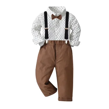 Jeseň Zima Baby Boy Šaty Party oblečenie Polka Dot Košele 2 až 3 Roky Chlapcov Nastaviť Oblečenie Deti Trendy Chlapci Módne Oblečenie 4 Rok