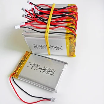 10 KS 3,7 V 1200mAh Lítium-Polymérová LiPo Nabíjateľná Batéria JST 1,25 mm 2pin Konektor Pre GPS, DVD, E-knihy Reproduktor 603450