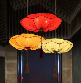 Nová Čínska Lotus List a Lotus Svietidla Čínsky Vietor Lampu Svadobné Chodby, Reštaurácia Hot Pot Obchod so Starožitnosťami Textílie Luster