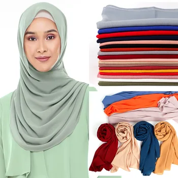 2021 módne moslimských žien šatkou hidžáb šatku mäkké obyčajný crinkle šifón islamskej foulardf turban arabských zábal pripravené na nosenie šatky