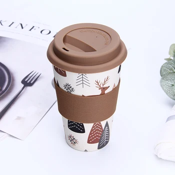 Bambusové vlákno Rozložiteľný pohár tvorivé cestovanie pohár prenosné kávové hrnčeky známky pohár Eco Friendly Non-slip Home office Hrnčeky S Vekom