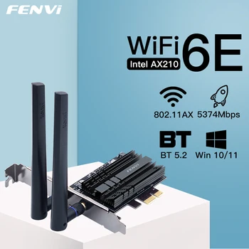 WIFI 6E 5374Mbps Intel AX210 PCIe Bezdrôtový WiFi Adaptér 2.4 G/5G/6Ghz Pre Bluetooth 5.2 Wi-Fi 6 Karta Desktop PC Podpora Win 10/11
