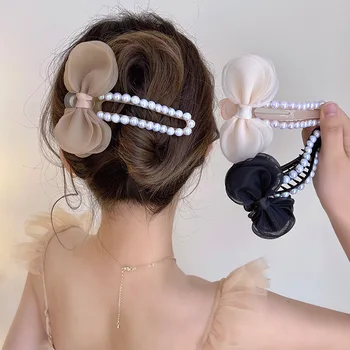 Sladké perly luk Duckbill Klipy Veľké Veľkosti Transparentné sponky do Vlasov Ženy make-up Face Wash sponky do vlasov pokrývku hlavy Vlasy Príslušenstvo