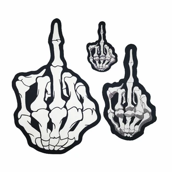 Stredný Prst Na Bunda Späť Vesta Motorkárske Oblečenie, Odznaky Výšivky Patch Punk Rock Ghost Nášivka Doplnky Železa Alebo Šiť Na