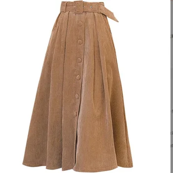 Jesenné a zimné nové menčester skladaná sukňa ol pribrala ženilkové veľká swing dlhé sukne ženy