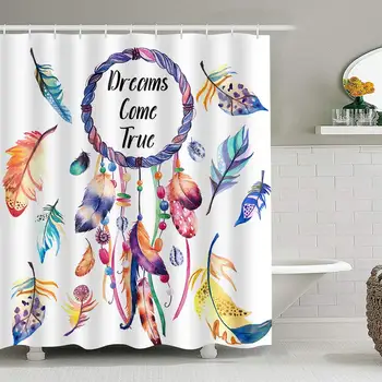 Farebné Tému Dreamcatcher Sprchový Záves Pierko Ozdoby Dúfam, Že Sny Art Print Polyester Textílie Kúpeľňa Záclony