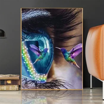 Eyed Kolibrík 5D Diamond Súpravy Maľovanie na Úplný Štvorec/Round-Diamond Mozaiky Abstraktné Umenie Drahokamu Výšivky DIY Domova