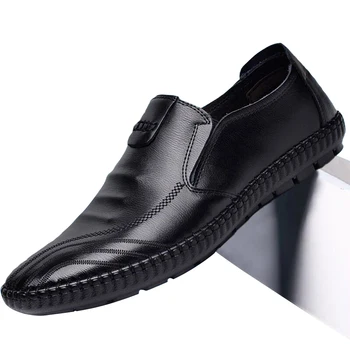 2020 Nové Luxusné Mužov, Kožené Jednotky Topánky Originálne Kožené pánske Bežné PU Kožené Topánky Nohy Bežné Ploché Hrach pánske Topánky Lazy