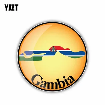 YJZT 10.9 CM*10.9 CM, Auto Príslušenstvo, Gambia Mapu Vlajka Kolo Motocykel, Auto Nálepky, Obtisky 6-1917