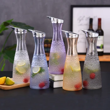 Kreatívne Priehľadná Fľaša Na Vodu Šťavy Fľaša Bar Potravinársky Plastové Vody Šťava Ľadový Čaj Kanvica S Vekom Vody Džbán Drinkware