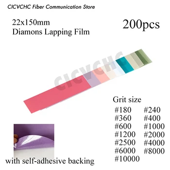 200pcs Diamond Lapovanie Film s samolepiaci podklad, 22x150mm, #180 #10000 Grite Veľkosť kovov
