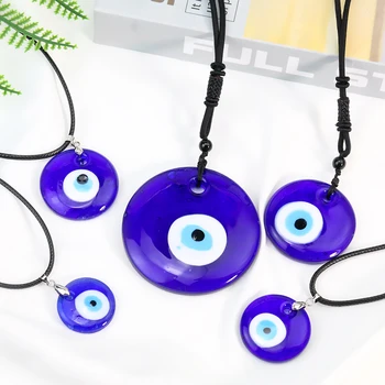 Turecko Nazar Boncuğu Blue Devil ' s Eye Farebné Glazúry Krištáľové Sklenené Guľôčky Prívesok Náhrdelník Medusa Oči Amulet Maskot Moslimských Šperky