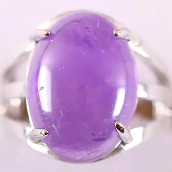 Prst Prsteň Pre Ženu je Prírodný Kameň Gem Oválne Korálkové Krúžok Fialová Crystal Krúžok Nastaviteľné Šperky Darček 1Pcs Z185