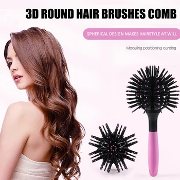 3D Okrúhle Kefy na Vlasy Hrebeňom Salon tvoria 360 Stupeň Loptu Styling Nástroje Mágie Detangling Hairbrush Tepelne Odolné Vlasy Hrebeňom kučeravé