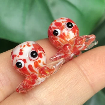 15x20mm Červená Tichom Octopus Tvar Ručné Lampwork Sklenené Korálky Voľné Prívesok Remesiel Guľôčok Pre Šperky, Takže DIY Príslušenstvo