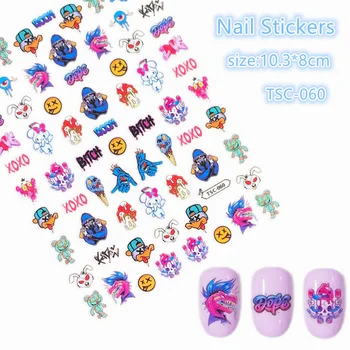 Najnovšie TSC-060 kreslený obrázok série 3d nail art nálepky na nechty, obtisky razenie export japonsko vzory kamienkami