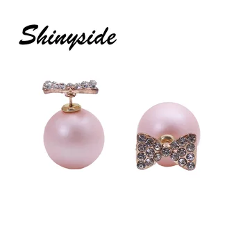 2019 nové módne značky jewery elegantné dvojité imitácia perly stud náušnice pre ženy Drahokamu Luk-uzol a Matt perličkové náušnice