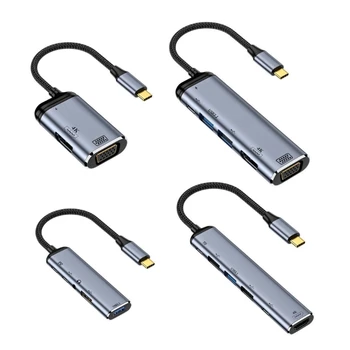 Typ-C Dokovacej Stanice USB3.0 3.1 Hub VGA na kompatibilný s HDMI Adaptér PD 100W vysokorýchlostné Nabíjanie Hliníkovej Zliatiny Dock