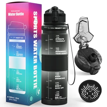 ZORRI 1000ML Nový Prechod Čierna Fľaša na Vodu nepriepustných Prenosné Vonkajšie BPA Free Tritan Fitness Gym Kanvica Šport Plastové Pitie