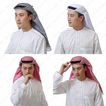 Arabské Moslimské pre Mužov Abaya arabčina Hlavu Šatku Modlitba Klobúky Islamské Oblečenie Turban Dubaj Hijabs 135*135 cm Muž Kaftan Čiapky Headpiece