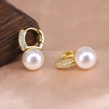 5 Párov, Imitácia Pearl Náušnice Biele Okrúhle Pearl CZ Pripraviť Pearl Náušnice Šperky Pre Ženy Svadobný Dar, Šperky