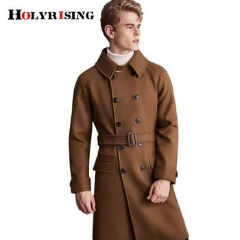 Holyrising Mužov vlny kabát Nad kolená vlnené kabát dlhý 2020 nové zimné M-6XL veľkosť luxusný extra dlhé vlny kabát pre mužov, 3 farby