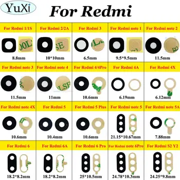 YuXi Pre Xiao pre Redmi 1 1S 2A 3 4A 4X 4 4 pro 6A 5 Plus pre Redmi poznámka 2 3 4 5 5A Zadné zadný Fotoaparát Sklo Objektívu Kryt Lepidlo