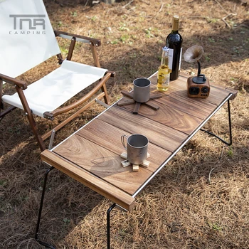 Outdoor Camping Skladacia Piknik Drevený stôl Prenosné potreby na Kempovanie Tabuľky Multifunkčný Gril Stolný Self-vodičský Tour Tabuľka