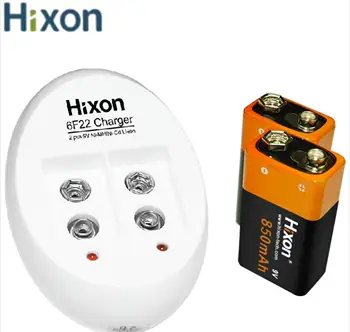 Hixon 2ks 9V 6F22 850mAh Portected Nabíjateľná Li-ion batéria a Nabíjačka Pre Detektor Dymu Multimeter Alarm Systém