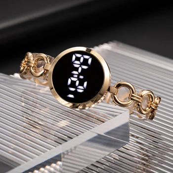 2022 Luxusné dámske Hodinky Rose Gold Nehrdzavejúcej Ocele Dámske Náramkové hodinky LED Digitálne Hodinky pre Ženy, Elektronické Hodiny Reloj Mujer