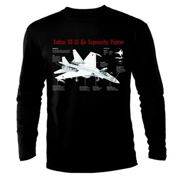 Su-35 Vzduchu Stíhacie Lietadlá Prúdové Luftkampf Flugzeug Dlhý Rukáv Muži T-Shirt Bežné tričká