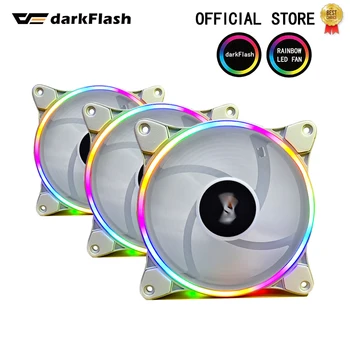DarkFlash D1 PC Prípade Ventilátor Chladiča Rainbow LED Počítač Prípade 12V Chladenie Chladnejšie 12 cm Dvojitý Krúžok Ticho Jednoduchá Inštalácia Počítačových Fanúšikov