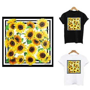 Slnečnica Patch Tepelnej Nálepky na Oblečenie T-Shirts Diy Krásny Kvet Žehlička na Transfery na Oblečenie Thermoadhesive Záplaty