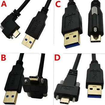 USB 3.0 A Samec na USB 3.1 typu c, USB-Typ c-C s Dual Skrutky Zamykanie muž Dátový Kábel Štandardné USB3.0 Panel Mount Typ