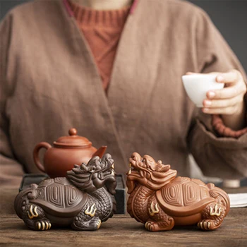 Yixing Zisha Dragon Korytnačka Čaj Pet Šťastie, Požehnanie, Ručné Socha Čaj Hrať Čajový Obrad Čaju Zásobník Môže Zvýšiť Zisha Čaj Hračky