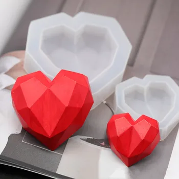 3D Diamond Láska Srdce Dizajn, Ručne vyrábané Sviečky Silikónové Formy na Mydlo Formy DIY Srdce Plesní