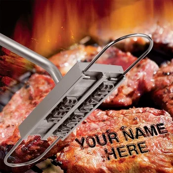 BBQ Značky Iron 55Letters DIY Grilovanie List Vytlačený na GRILOVANIE Steak Nástroj Mäso Gril Vidličky Grilovanie Nástroj Príslušenstva kuchyne veci