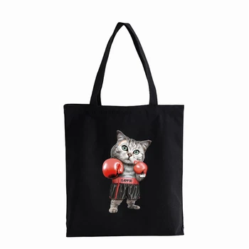 Box Cat na Nákupní Taška anime dámske kabelky Teenager Študentov Ramenní Taška Eko Kabelka Tote plátené tašky Tyson Boxerské Bolsas