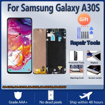 AMOLED Pre Samsung Galaxy A30s A307F A307 A307FN LCD Displej nahradenie Digitalizátorom. Montáž