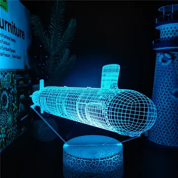 US Navy Virginia Ponorky Triedy 3D Akrylové Led Lampa pre detského Domova, Nočné Svetlo stolná Lampa Narodeninovej Party Dekor Nočná Lampa