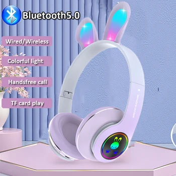 Bleskové Svetlo Roztomilý Králik Ear Slúchadlá Bezdrôtová Skladacie Slúchadlá s Mikrofónom Deti, Dievčatá Stereofónnej Náhlavnej súpravy Bluetooth Hráč Darček