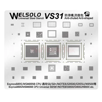 Welsolo VS Univerzálne Oceľové Vzorkovníka Anti-chuted Anti-tvarované Multiuse Mechanik BGA Reballing Šablóny pre Samsung