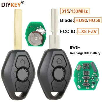 DIYKEY FCC:LX8 FZV HU92/HU58Blade 315MHz/433MHz EWS Nabíjateľná Batéria Diaľkového príveskom, 3B ID44 Čip pre BMW 3 5 6 7 8 series