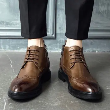 Muži Móda Retro Vyrezávané Oxford Business Formálne Topánky Chelsea Členková Obuv Obuv Obuv Muži krátke topánky, Topánky 2020