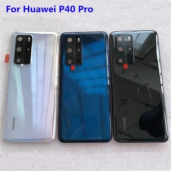 Nový, Originálny Tvrdené Sklo Zadný Kryt Na Huawei P40 Pro Náhradné Diely Späť Kryt Batérie Dvere Bývanie + Fotoaparát Rám