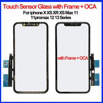 Originálne LCD Dotykový Senzor Skla s Rámom+OCA Lepidlo Pre iPhone X XS MAX XR 11 Pro max 12 13 Displej Krytu Oprava OLED
