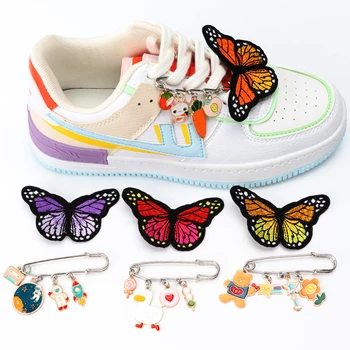Topánky zobrazili kľúčové tlačidlá pre AF1 Kovové Pracky Šnúrky Dekorácie Klipy Motýľ Pin Roztomilý Výšivky Rainbow Cartoon Príslušenstvo 1 Ks